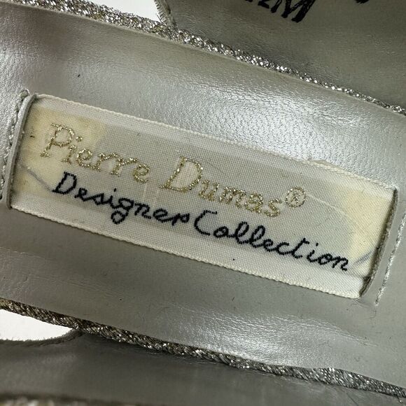 Pierre Dumas Designer Collection Silver Metallic Sling Back Heel Pointed 8.5M - Picture 8 of 13